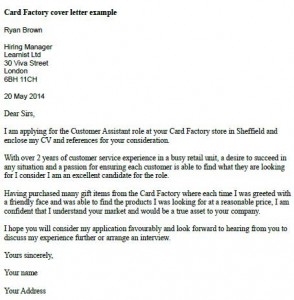 card factory cover letter example