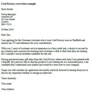 card factory cover letter example