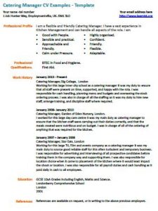 catering manager cv example