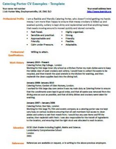 catering porter cv example