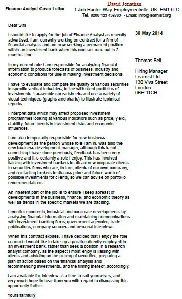 Cover Letter For Finance Job from www.learnist.org