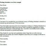 parking attendant cover letter example