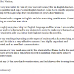 english teacher cover letter example