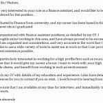 finance assistant cover letter example