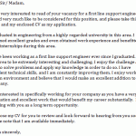 first line support engineer cover letter example