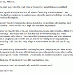 maintenance assistant cover letter example