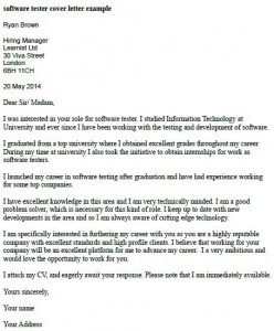 Software Tester Cover Letter Example