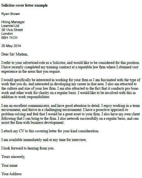 Solicitor Cover Letter Example Learnist