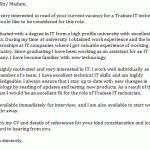 trainee IT technician cover letter example