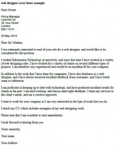 Web Designer Cover Letter Example