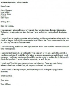 web developer cover letter example