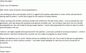 supply teacher cover letter example