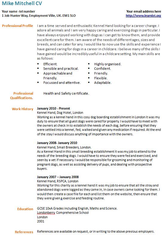 career change personal statement cv