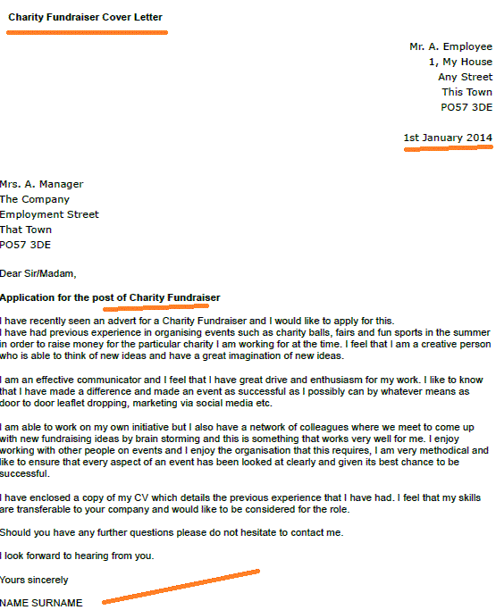 cover letter to work in a charity