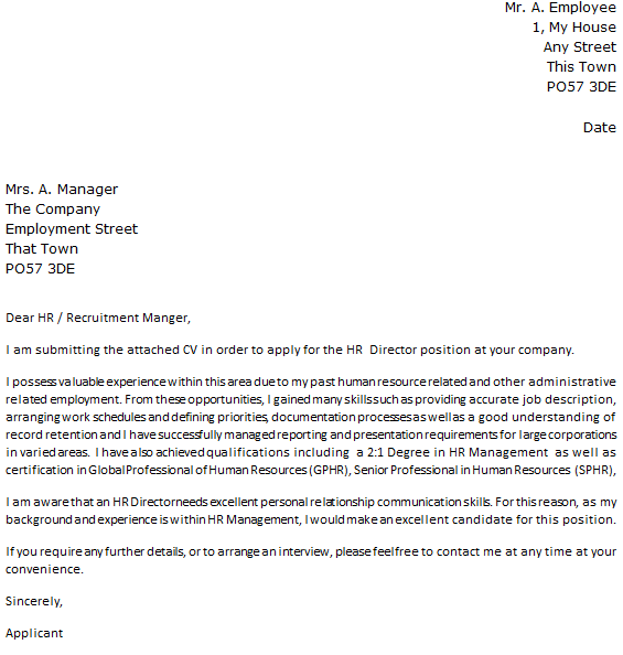 HR Director Cover Letter Example - Learnist.org