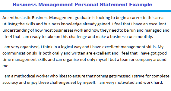 personal statement examples business management