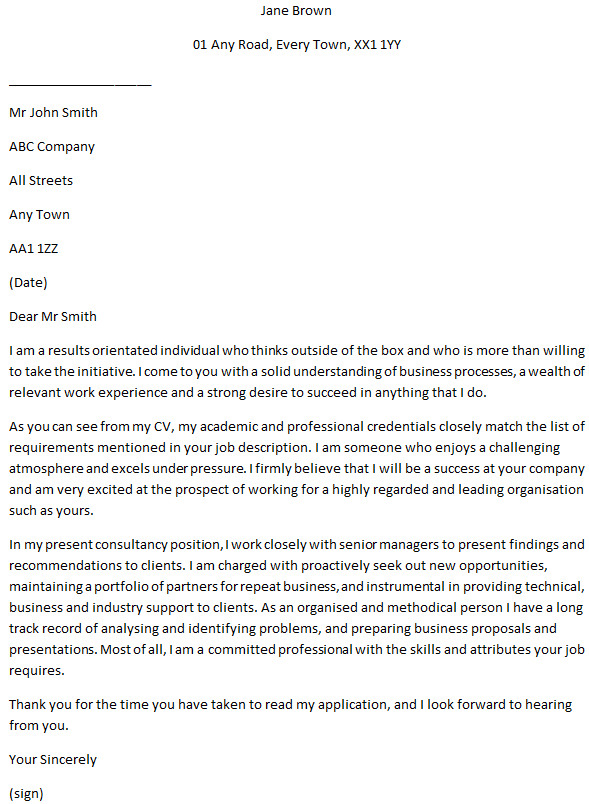 application letter for a consultant job