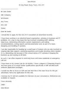 it consultant cover letter sample