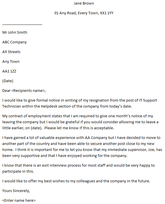 Format For A Resignation Letter from www.learnist.org