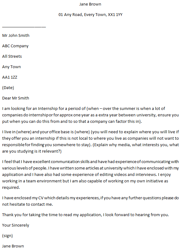 Social Media Intern Cover Letter Example