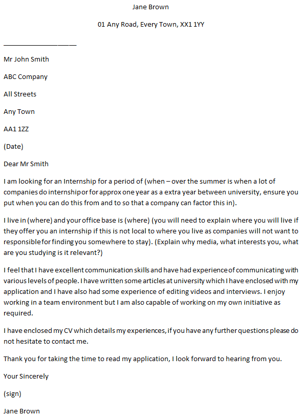 Media Internship Cover Letter Example - Learnist.org
