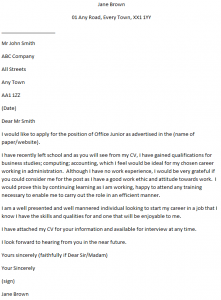 trainee job application letter example