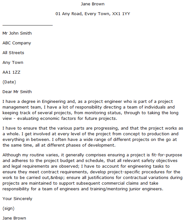 cover letter examples for engineer
