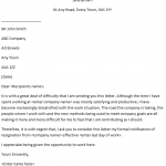 Unsatisfactory Work Circumstances resignation letter