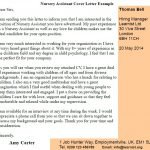 nursery assistant cover letter