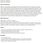 office clerk cv example