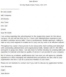 cover letter for part time admin job
