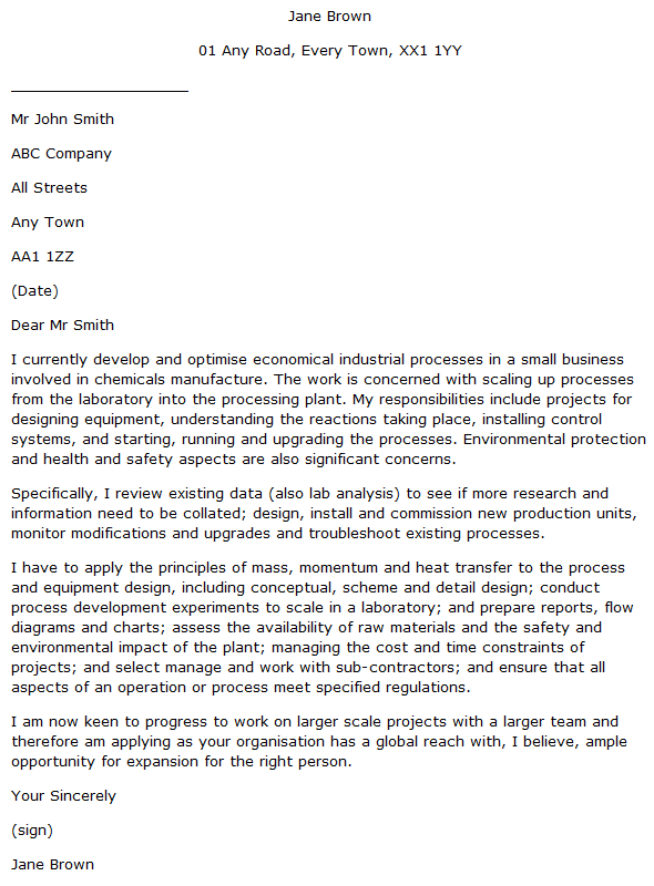 engineering position cover letter