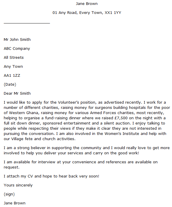 application letter for post of volunteer