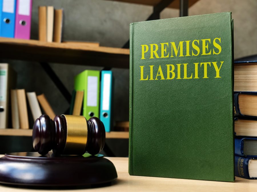 Premises liability laws book for personal injury cases on the shelf.